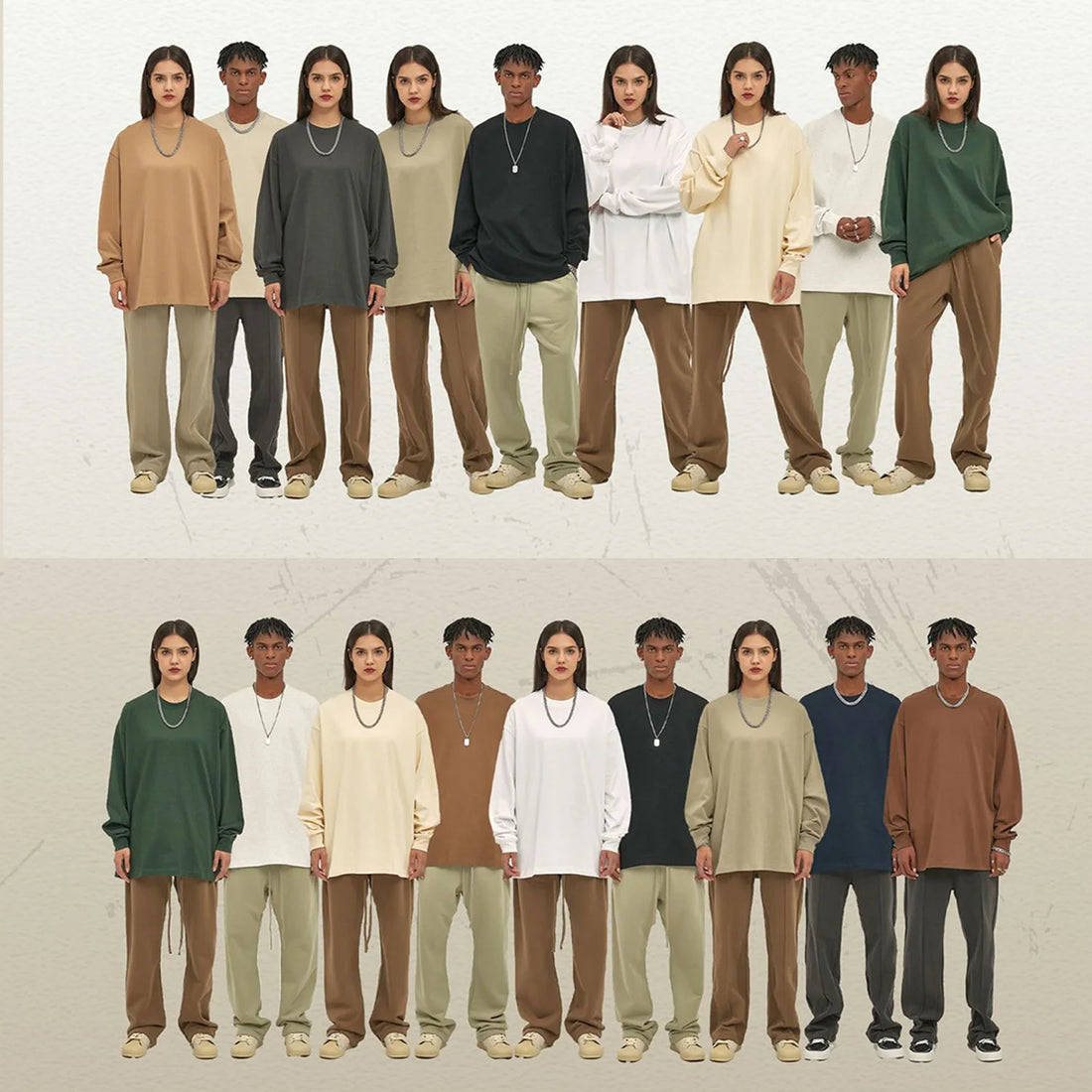 High Quality 305gsm 100% Cotton Unisex Korean Style Fall Fashion Couple Matching Shirt Oversized Long Sleeve Pullover Sweatshirt