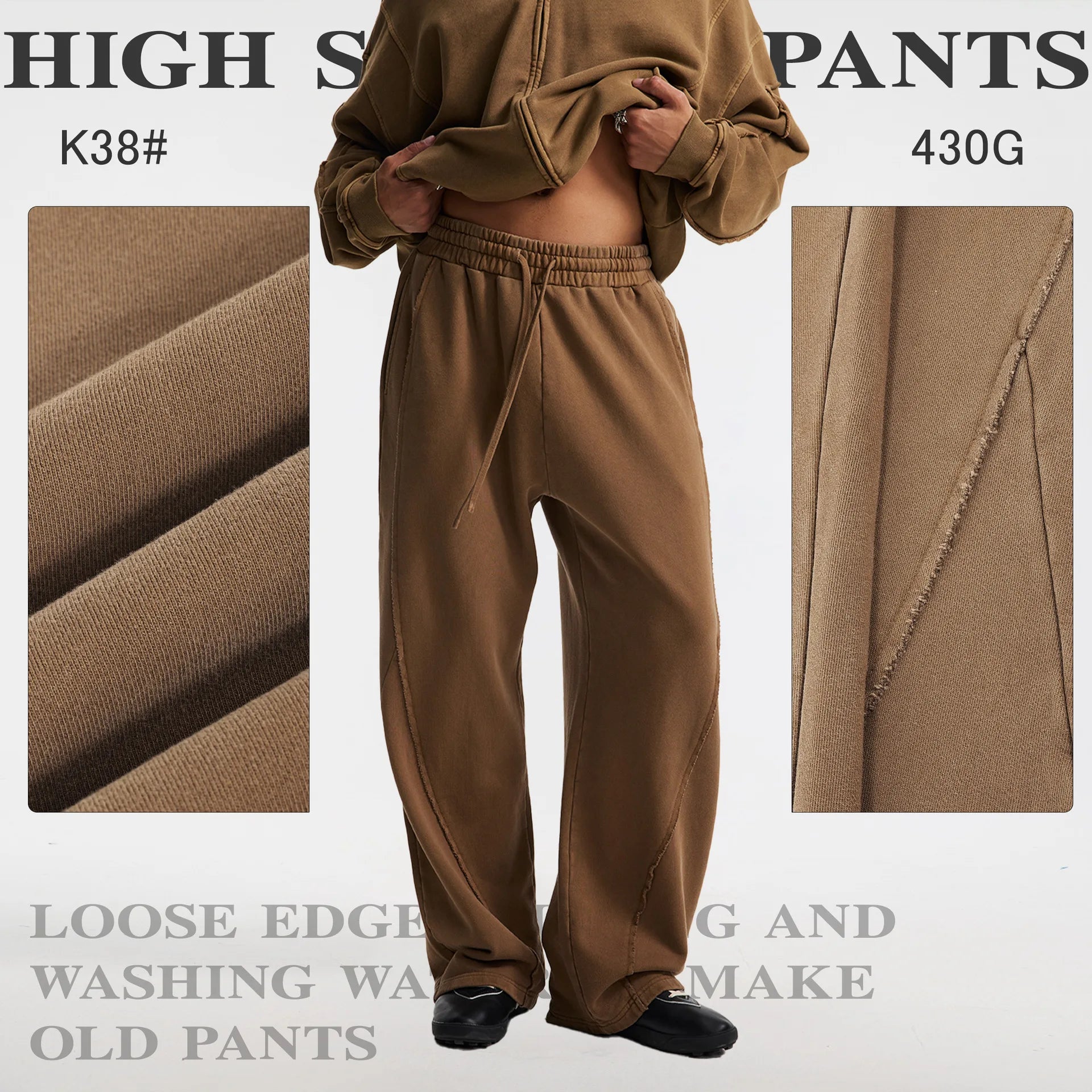 Wholesale Bulk High Quality 100% Cotton Fleece 450 Gsm Zip Flared Sweatpants and Hoodie Set Unisex