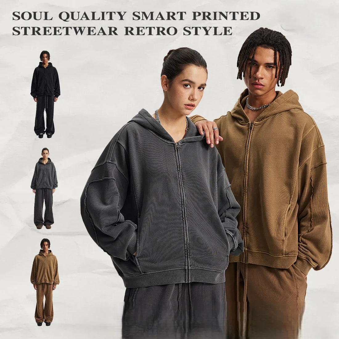 Wholesale Bulk High Quality 100% Cotton Fleece 450 Gsm Zip Flared Sweatpants and Hoodie Set Unisex