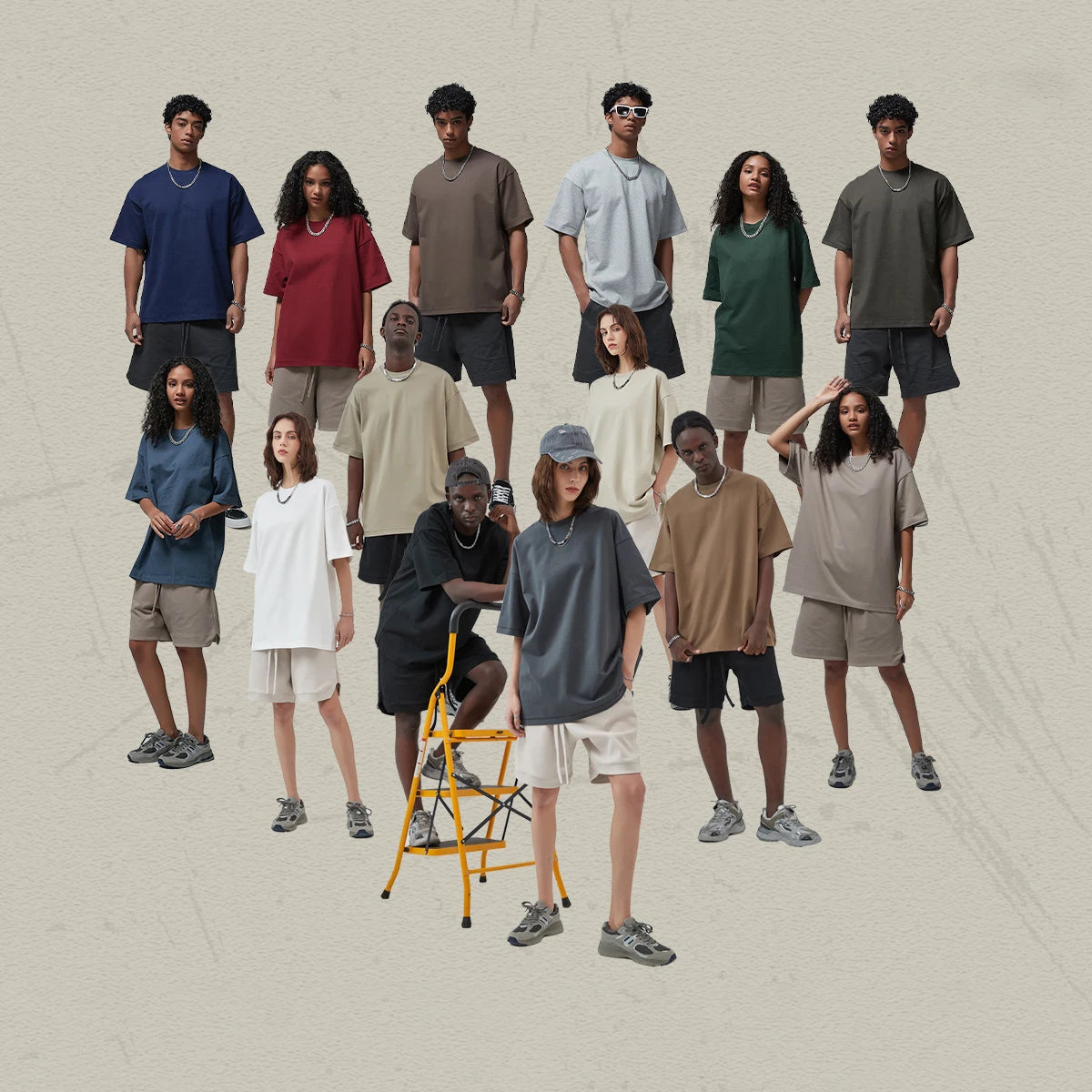 Heavyweight 385GSM Men's T Shirt 100% Cotton Oversized Plain Blank Knitted Streetwear O-Neck Drop Shoulder T Shirt for Men