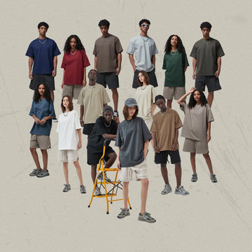 Heavyweight 385GSM Men's T Shirt 100% Cotton Oversized Plain Blank Knitted Streetwear O-Neck Drop Shoulder T Shirt for Men