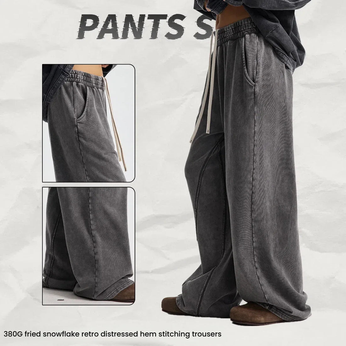 2025 American Style Loose Loop Retro Stir Fried Snowflake Wide Leg Pants Trendy Brand Loose Edge Sports Casual Pants