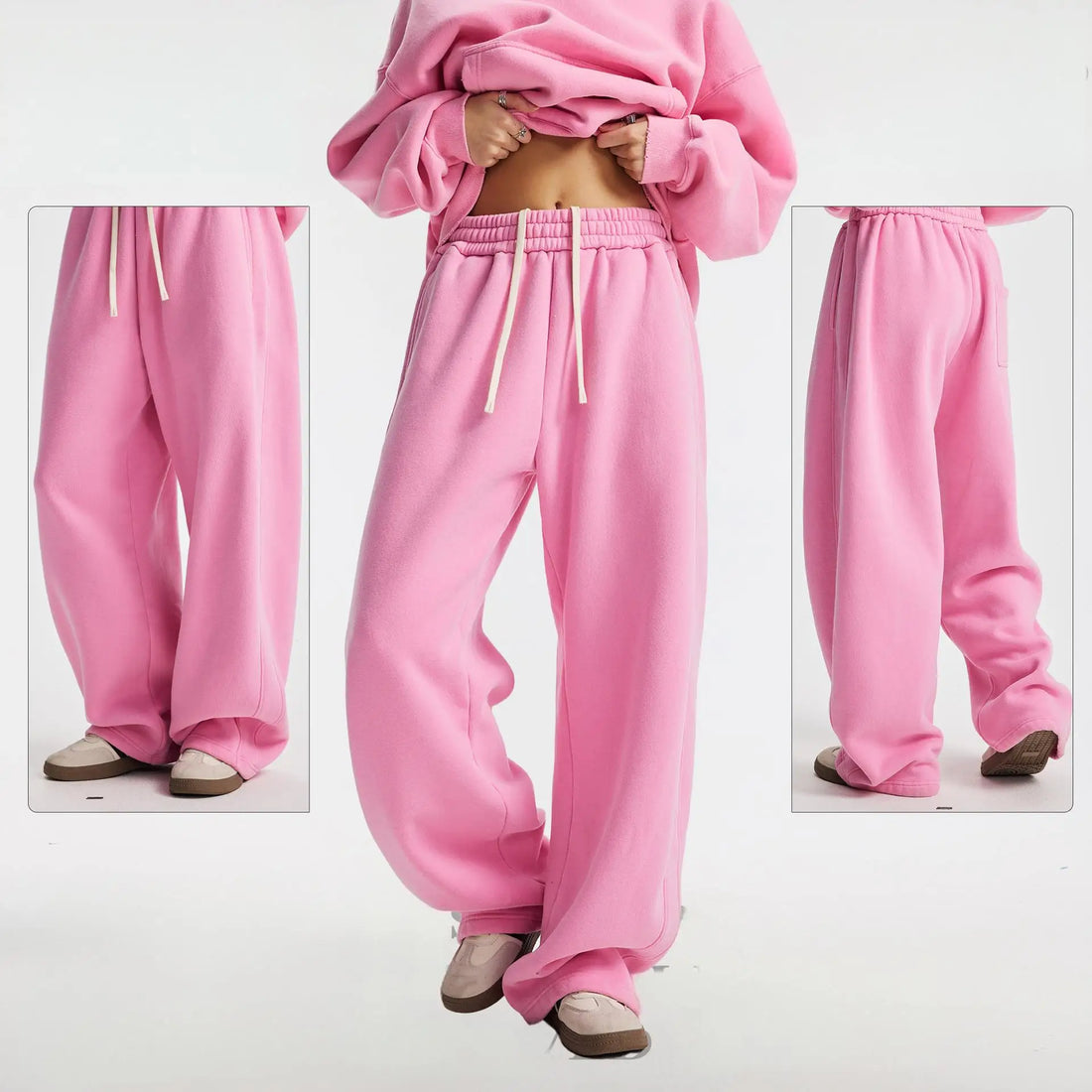 2025 Autumn Winter New Style Fleece Lined Thickened Snowflake Pattern Men's Casual Pants Washed Vintage Scimitar Wide-Leg Mid