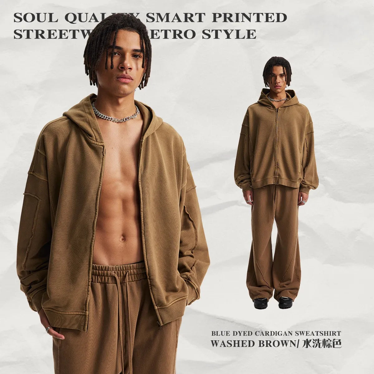 Wholesale Bulk High Quality 100% Cotton Fleece 450 Gsm Zip Flared Sweatpants and Hoodie Set Unisex